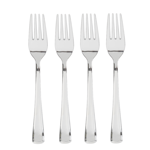 Exquisite Classic Silver Plastic Forks - 20 Ct.